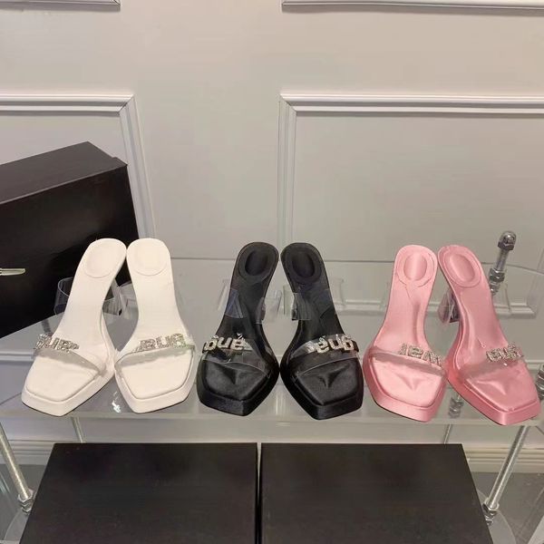 2022 new slippers women wear summer op40 fashion temperament european style rhinestone square head transparent thick bottom with high heels, Black
2022 new slippers women wear summer op40 fashion temperament european style rhinestone square head transparent thick bottom with high heels, Black