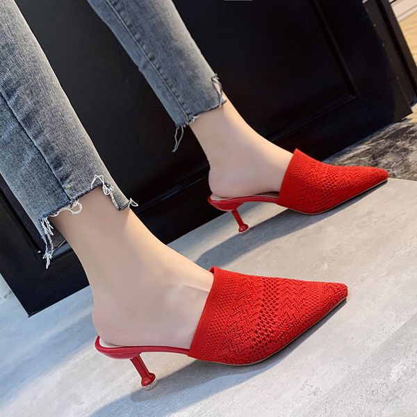knitted mesh breathable high heels mules closed toe slippers women 2022 summer ladies pointed toe stiletto fashion party sandals, Black
knitted mesh breathable high heels mules closed toe slippers women 2022 summer ladies pointed toe stiletto fashion party sandals, Black