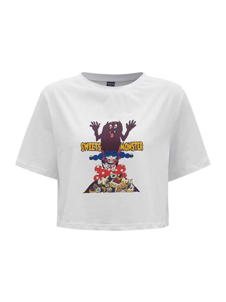 x zhihan wang letter & cartoon graphic tee p1rz#, White