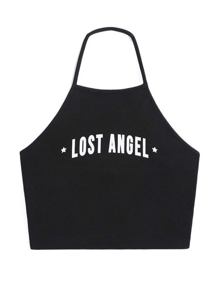 x ceceillustrates letter & star graphic halter crop a1z2#, White 
x ceceillustrates letter & star graphic halter crop a1z2#, White