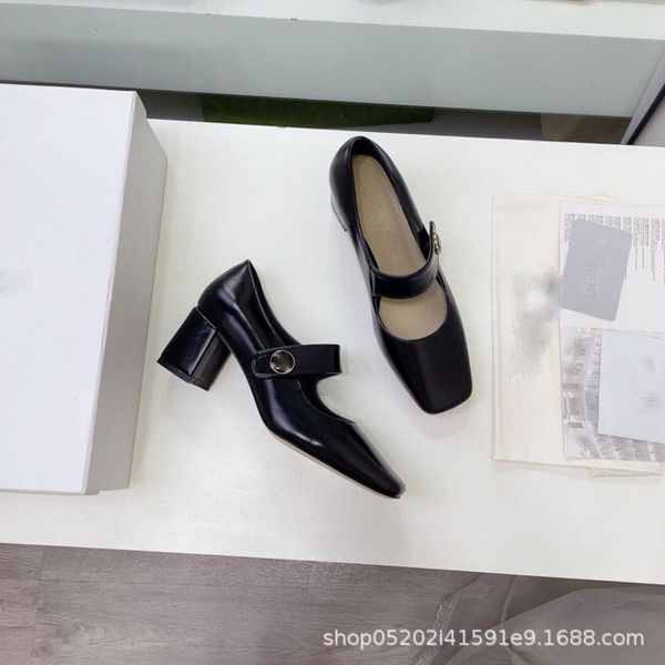dress shoes french mary jane shoes buckle square head shallow mouth high single women's european goods heels thick small leather, Black
dress shoes french mary jane shoes buckle square head shallow mouth high single women's european goods heels thick small leather, Black