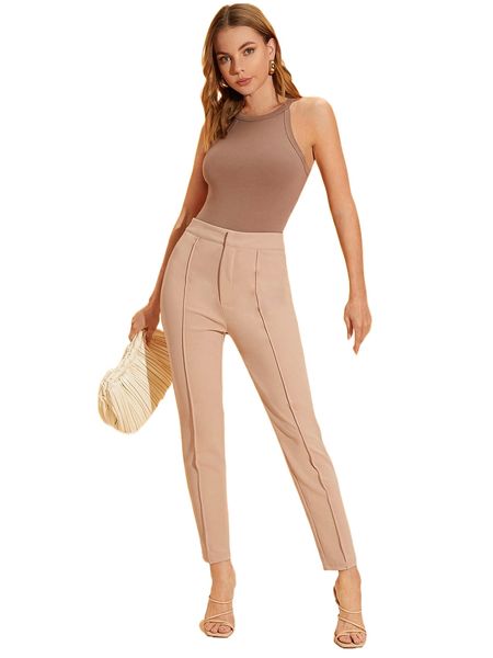 solid seam front skinny pants i5sx#, Black;white
solid seam front skinny pants i5sx#, Black;white