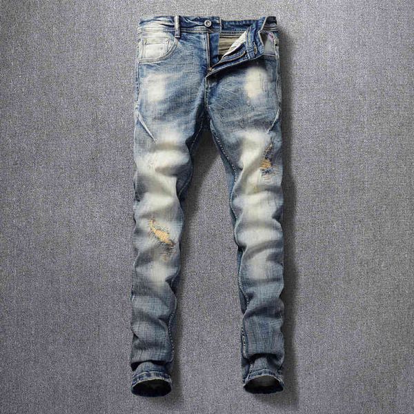 men's jeans worn elastic slim straight jeans men's fashion spring and autumn wear white scratch patch personalized pants 8ydp, Blue
men's jeans worn elastic slim straight jeans men's fashion spring and autumn wear white scratch patch personalized pants 8ydp, Blue