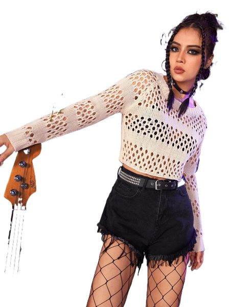 romwe punk rock solid hollow out crop sweater z3uh#, White;black
romwe punk rock solid hollow out crop sweater z3uh#, White;black