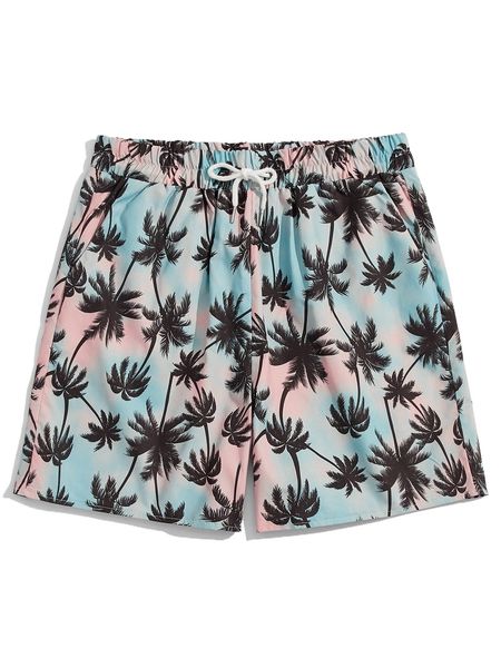 romwe guys tie dye tropical print shorts h5bs#, White;black