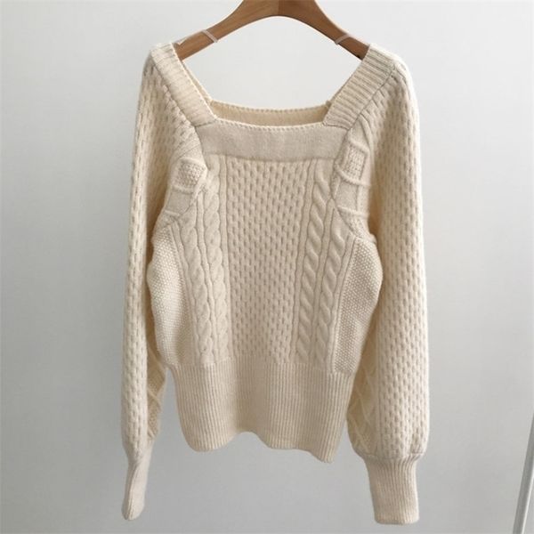 shijia autumn square collar sweater for woman full-sleeve apricot twist knitting pullovers soft warm jumper femme 201204, White;black
shijia autumn square collar sweater for woman full-sleeve apricot twist knitting pullovers soft warm jumper femme 201204, White;black