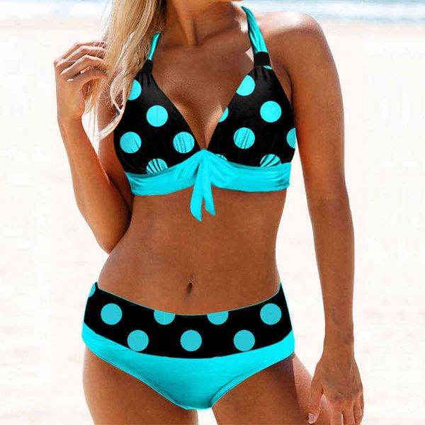 split 2022 swimsuit women's bikini high waist wave point solid color splicing swimsuit, White;black 
split 2022 swimsuit women's bikini high waist wave point solid color splicing swimsuit, White;black