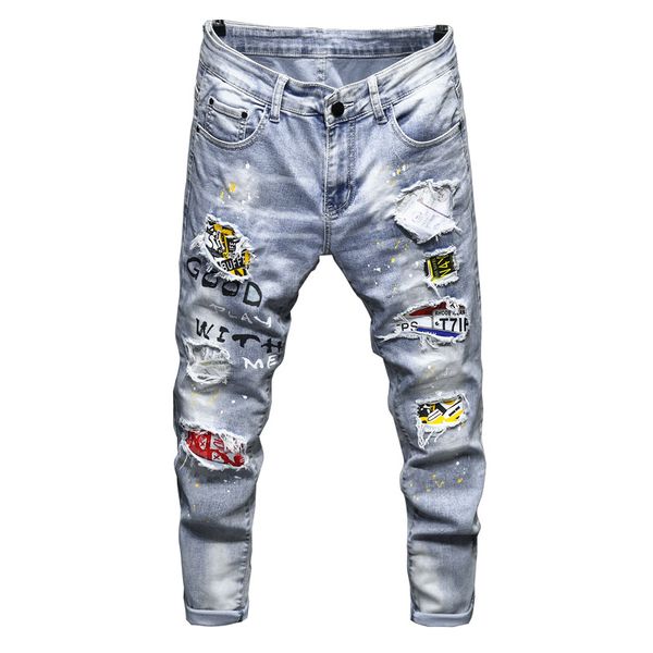 men's jeans ripped men jean homme pantalon streetwear moda hombre denim trousers biker male patchwork harem fashionmen's, Blue
men's jeans ripped men jean homme pantalon streetwear moda hombre denim trousers biker male patchwork harem fashionmen's, Blue