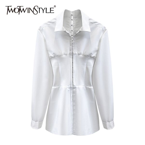 white elastic shirt for women lapel long sleeve minimalist casual blouse female fashion clothing spring 210423
white elastic shirt for women lapel long sleeve minimalist casual blouse female fashion clothing spring 210423
