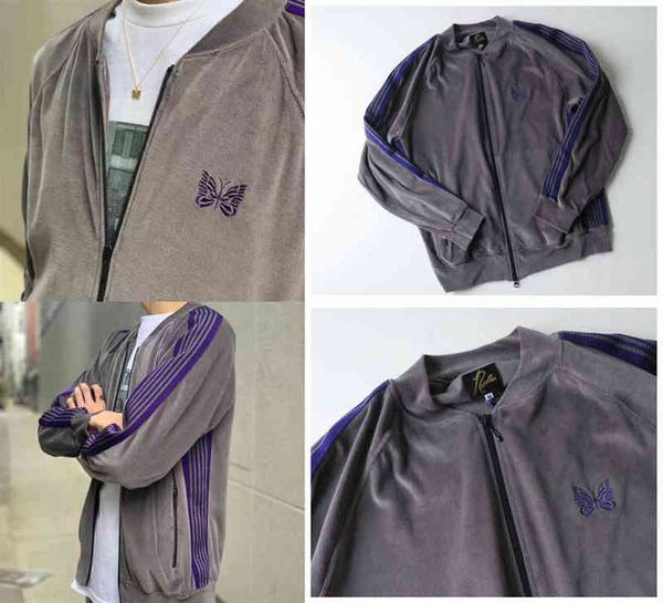 2020 velvet ribbon striped awge needle coat men women grey butterfly embroidery jackets t220721, Black
2020 velvet ribbon striped awge needle coat men women grey butterfly embroidery jackets t220721, Black