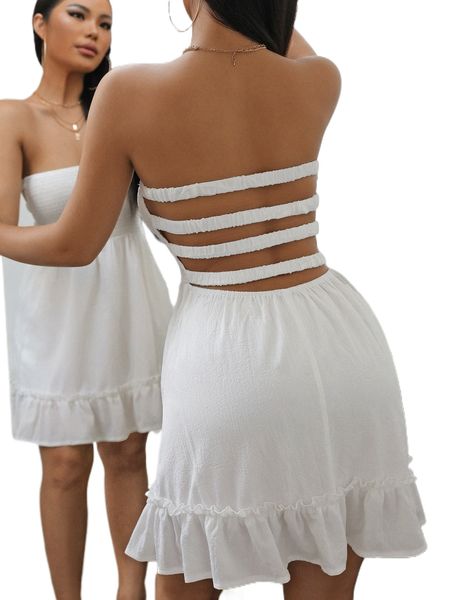 sxy shirred bodice cut out back tube dress u1bp#, Black;gray
sxy shirred bodice cut out back tube dress u1bp#, Black;gray