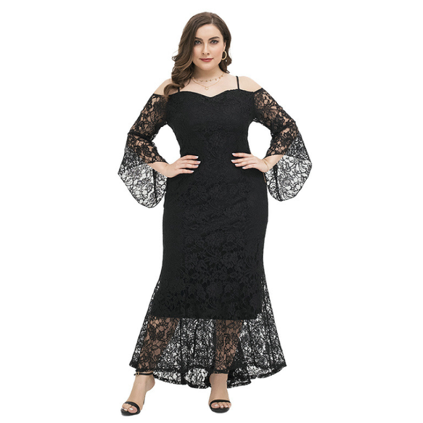 autumn fashion black elegant flared sleeves dresses spring party large size lace evening mermaid dress lady ropa de mujer birthday, Black;gray
autumn fashion black elegant flared sleeves dresses spring party large size lace evening mermaid dress lady ropa de mujer birthday, Black;gray