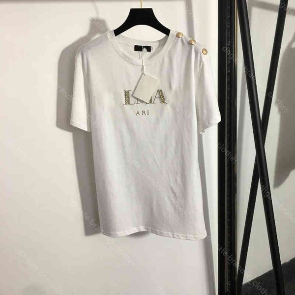 classic designer women cotton t-shirts summer couples logo diamond lettering branded crew neck pullovers t shirts lion head metal buttons 5a, White
classic designer women cotton t-shirts summer couples logo diamond lettering branded crew neck pullovers t shirts lion head metal buttons 5a, White