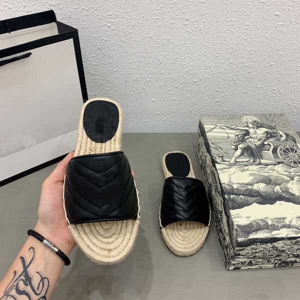 2022 designer women outdoor shoe leather espadrille sandal luxury slipper flat platform sandals with the double metal beach weave shoes, Black
2022 designer women outdoor shoe leather espadrille sandal luxury slipper flat platform sandals with the double metal beach weave shoes, Black