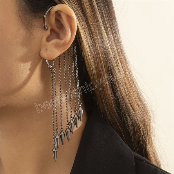 temperament long tassel clip earring for women ladies fashion statement fake piercing ear cuff black ear jewelry, Silver
temperament long tassel clip earring for women ladies fashion statement fake piercing ear cuff black ear jewelry, Silver