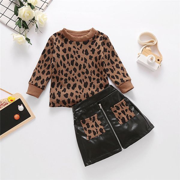 1-5years auutmn toddler kids baby girls clothes leopard print pullover sweatshirts sweaterzipper pu leather skirts warm outfits 220523, White
1-5years auutmn toddler kids baby girls clothes leopard print pullover sweatshirts sweaterzipper pu leather skirts warm outfits 220523, White