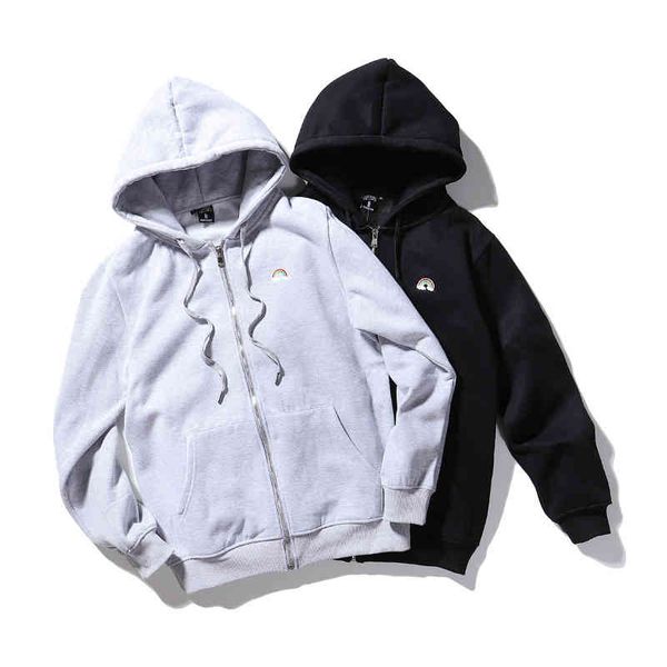 rainbow small embroidery cardigan sweater harajuku bf casual jacket hooded loose men's and women's fashion brand, Black
rainbow small embroidery cardigan sweater harajuku bf casual jacket hooded loose men's and women's fashion brand, Black