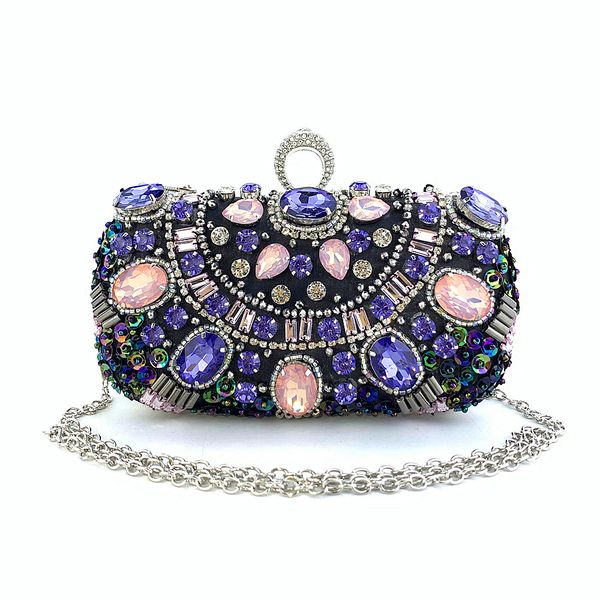 handmade beaded rust bag rhinestone dinner clutch