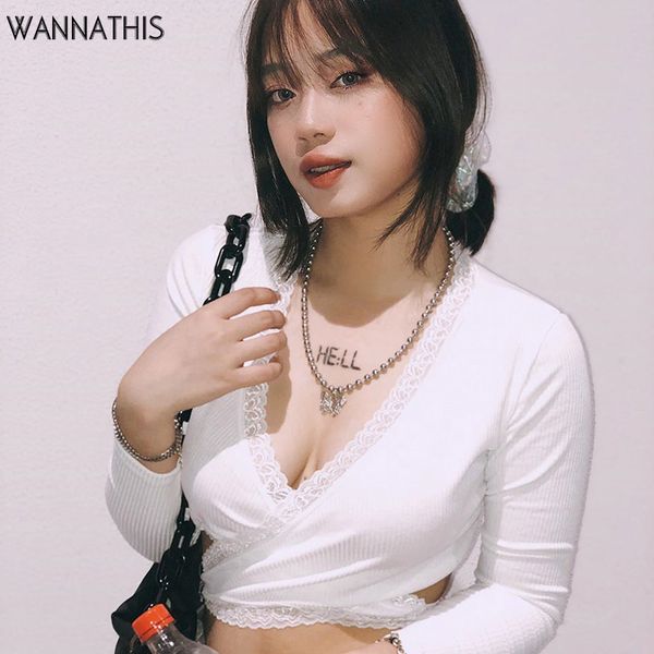 deep v-neck overlapping back bandage long sleeve t-shirt women lace crop slim cropped fashion casual autumn, White
deep v-neck overlapping back bandage long sleeve t-shirt women lace crop slim cropped fashion casual autumn, White