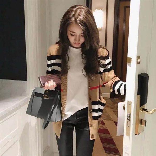 women's sweater women jacket cashmere cardigan mid-length knitted v-neck loose striped sweater thin ladies trench coat289i, White;black
women's sweater women jacket cashmere cardigan mid-length knitted v-neck loose striped sweater thin ladies trench coat289i, White;black
