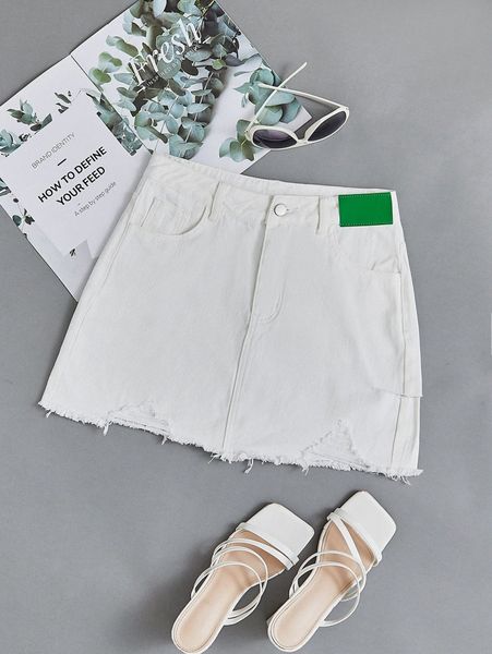 ripped raw hem patched skirt j6v9#, Black
ripped raw hem patched skirt j6v9#, Black