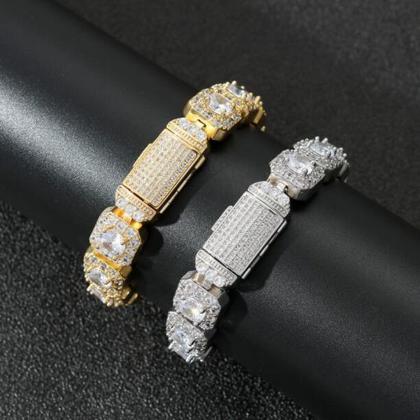 18k gold plated chain european and american hip hop bracelet men's 13mm flip buckle rock candy zircon bracelet men 8inch, Black
18k gold plated chain european and american hip hop bracelet men's 13mm flip buckle rock candy zircon bracelet men 8inch, Black