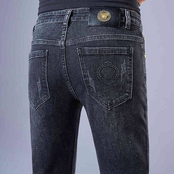 men's jeans autumn winter men's jeans slim fit small feet elastic casual brand medusa embroidery ayzi, Blue
men's jeans autumn winter men's jeans slim fit small feet elastic casual brand medusa embroidery ayzi, Blue