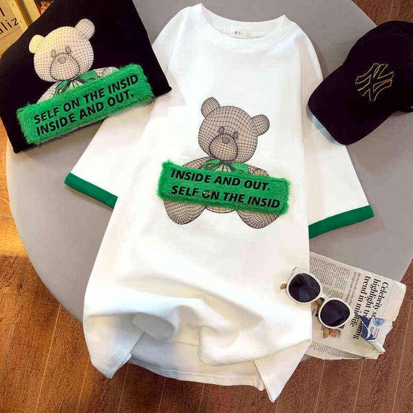 women's t-shirts harajuku girls oversize size letter print o-neck short sleeves loose summer tshirt bear white tees -5xl y220411 
women's t-shirts harajuku girls oversize size letter print o-neck short sleeves loose summer tshirt bear white tees -5xl y220411