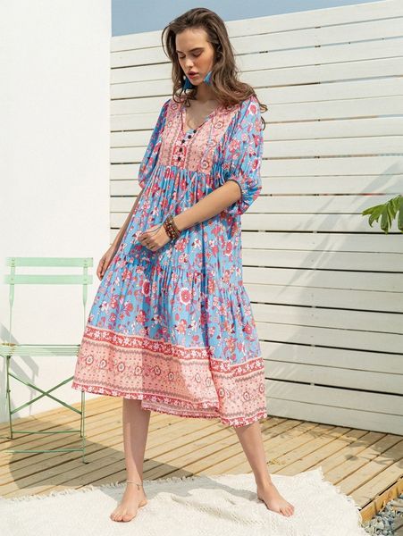 rusttydustty tie neck puff sleeve ruffle hem floral dress t6og#, Black;gray 
rusttydustty tie neck puff sleeve ruffle hem floral dress t6og#, Black;gray