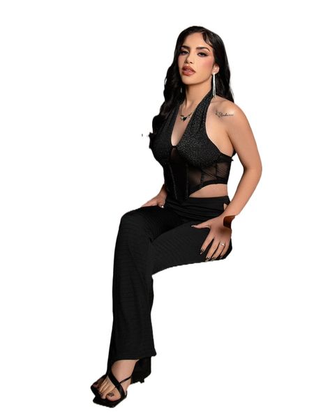 sxy x kimberly loaiza backless hanky hem bustier mesh halter 99ax#, White