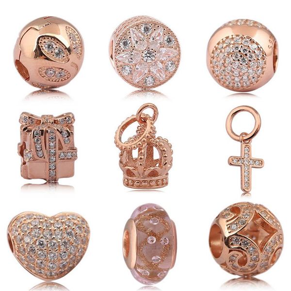925 sterling silver crystal clear cz cd rose gold charms european beads fit pandora snake chain bracelet charms jewelry diy making338m
925 sterling silver crystal clear cz cd rose gold charms european beads fit pandora snake chain bracelet charms jewelry diy making338m