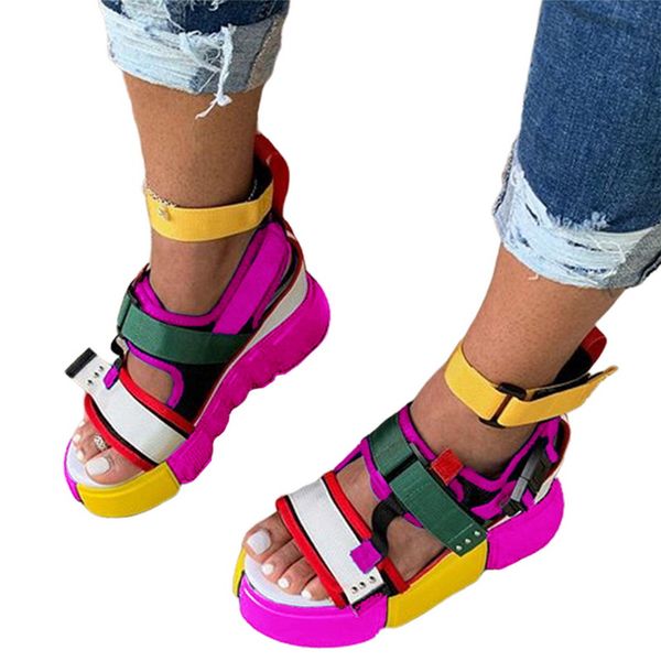 fashion women's platform sandals multicolor strap open toe summer sandals beach skirt with slippers, Black
fashion women's platform sandals multicolor strap open toe summer sandals beach skirt with slippers, Black