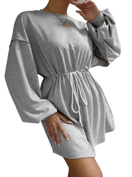 drop shoulder drawstring waist sweatshirt dress z5gc#, Black
drop shoulder drawstring waist sweatshirt dress z5gc#, Black