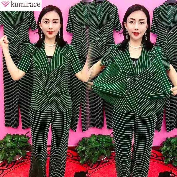 2022 summer new elegant women pants suit stripe casual jacket pants two piece set female office workwear blazer tracksuit j220813, White;black
2022 summer new elegant women pants suit stripe casual jacket pants two piece set female office workwear blazer tracksuit j220813, White;black