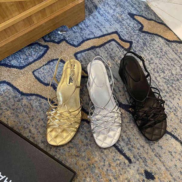 sandals sandals of family c small fragrant wind woven mesh women's gold thick heel high-heeled roman shoes, Black
sandals sandals of family c small fragrant wind woven mesh women's gold thick heel high-heeled roman shoes, Black