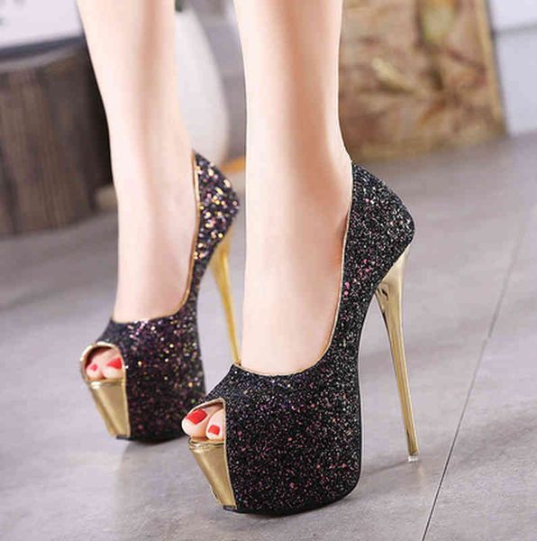 2016 new high-heeled sling shoes sequin fish mouth thin heel women's shoes waterproof platform shoes my258-16, Black
2016 new high-heeled sling shoes sequin fish mouth thin heel women's shoes waterproof platform shoes my258-16, Black