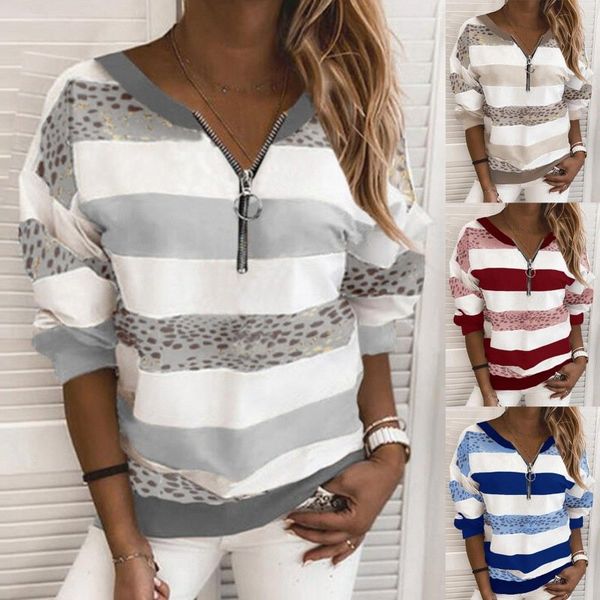 striped printed long sleeve european and american spring and summer round neck half zipper pullover academic style casual loose t-shirt d7xf, White
striped printed long sleeve european and american spring and summer round neck half zipper pullover academic style casual loose t-shirt d7xf, White