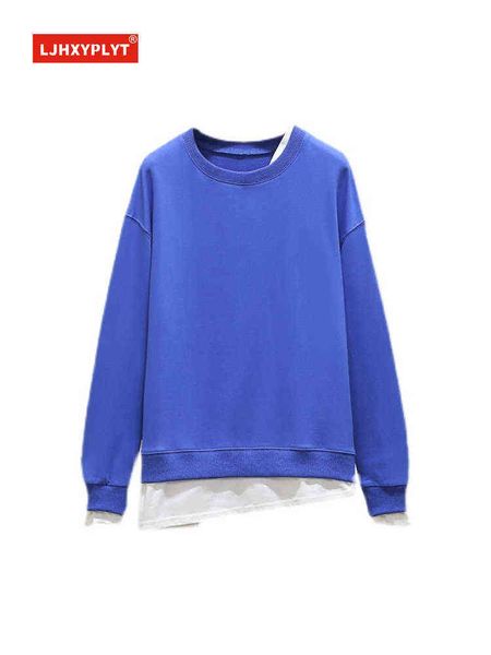 blue splicing fake two-piece round neck sweatshirt women's spring and autumn new simple style casual long-sleeve pullover female t22072, Black
blue splicing fake two-piece round neck sweatshirt women's spring and autumn new simple style casual long-sleeve pullover female t22072, Black