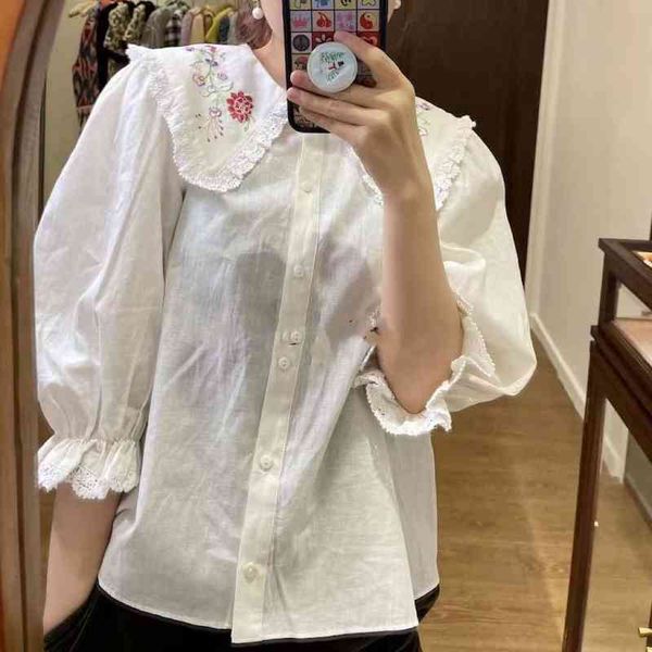 women's blouses shirts legal system rx spring and summer product sweet lace baby collar linen embroidered shirt female, White
women's blouses shirts legal system rx spring and summer product sweet lace baby collar linen embroidered shirt female, White