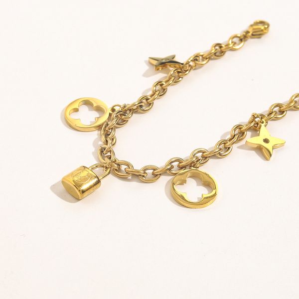 18k gold clover lock charm bracelet fashion brand womens gift stainless steel jewelry, Golden;silver
18k gold clover lock charm bracelet fashion brand womens gift stainless steel jewelry, Golden;silver