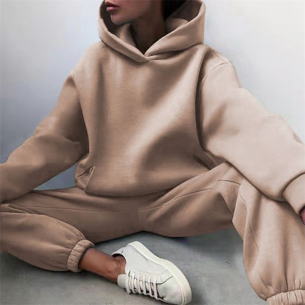 womens tracksuit autumn winter warm solid color fleece oversized sweatshirts female sports hoodie and long pant two piece sets 220722, White
womens tracksuit autumn winter warm solid color fleece oversized sweatshirts female sports hoodie and long pant two piece sets 220722, White