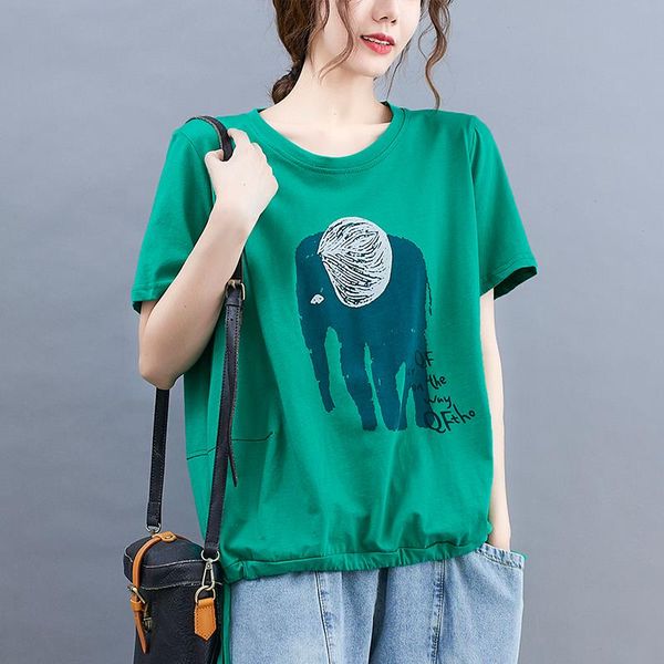 pure cotton print elephant cartoon sweet girls summer t shirts loose korea style women casual shirt tees, White
pure cotton print elephant cartoon sweet girls summer t shirts loose korea style women casual shirt tees, White