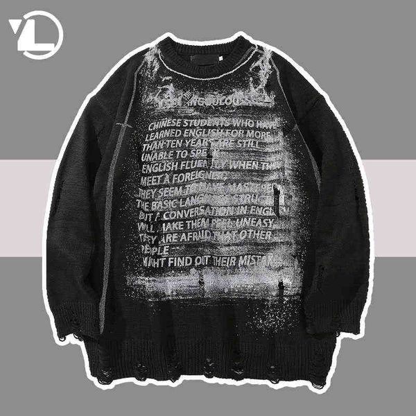 sweater tattered knitted men letter graffiti streetwear hole jumpers pullover women hip hop harajuku rock autumn cotton sweaters t220730, White;black
sweater tattered knitted men letter graffiti streetwear hole jumpers pullover women hip hop harajuku rock autumn cotton sweaters t220730, White;black