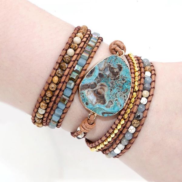 unique mixed natural stones gilded strand stone charm 5 strands wrap bracelets, Black
unique mixed natural stones gilded strand stone charm 5 strands wrap bracelets, Black