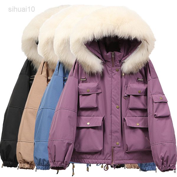 qingwen korean hooded multi-pocket tooling down jacket loose thick white duck down winter jacket women parka casaco feminino 2021 l220725, Black
qingwen korean hooded multi-pocket tooling down jacket loose thick white duck down winter jacket women parka casaco feminino 2021 l220725, Black
