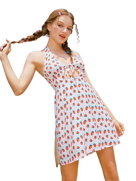 romwe y2k revival strawberry print tie front halter 84b9#, Black;gray
romwe y2k revival strawberry print tie front halter 84b9#, Black;gray