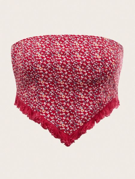 plus fringe hem ditsy floral tube i9o1#, Black
plus fringe hem ditsy floral tube i9o1#, Black