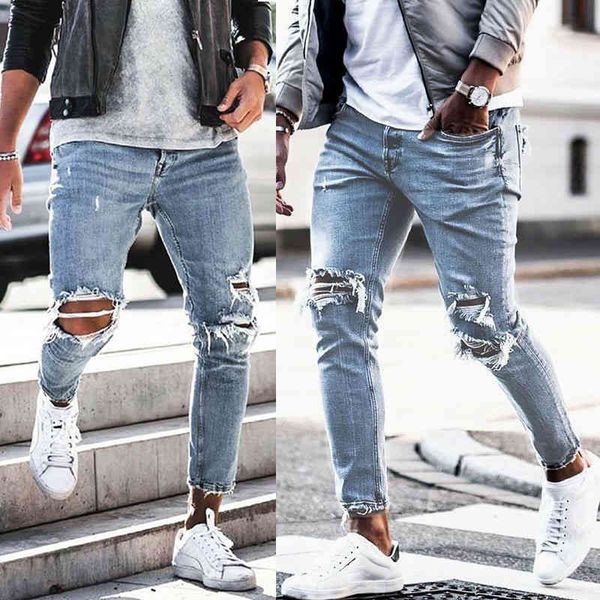 men's jeans street fashion brand jeans men's pleated slim leggings badge hole xic4, Blue
men's jeans street fashion brand jeans men's pleated slim leggings badge hole xic4, Blue