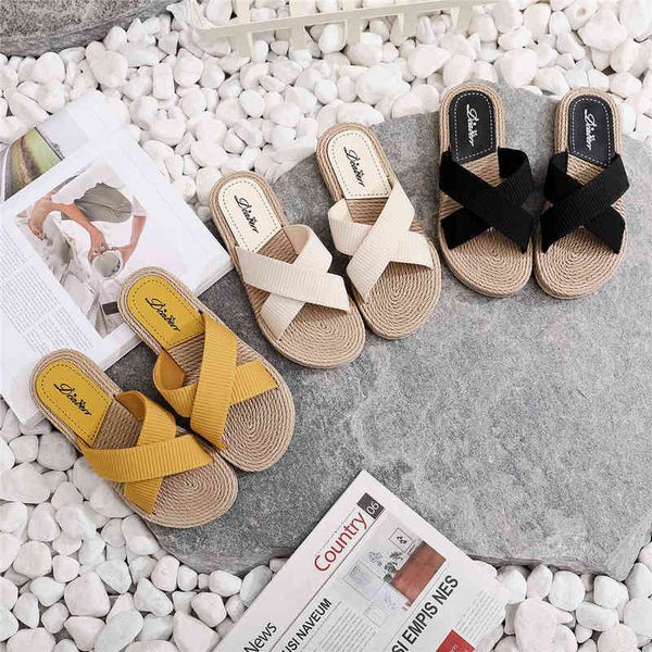 ladies new slippers summer cross drag fashion hemp rope outer wear slippers casual sandals and slippers y220704, Black
ladies new slippers summer cross drag fashion hemp rope outer wear slippers casual sandals and slippers y220704, Black