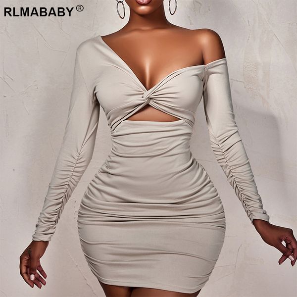 one shoulder long sleeve folds package hip mini bodycon dress women 2021 slim v neck night club party short skinny dress, Black;gray
one shoulder long sleeve folds package hip mini bodycon dress women 2021 slim v neck night club party short skinny dress, Black;gray
